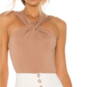 Lovers + Friends Tan Twist Bodysuit